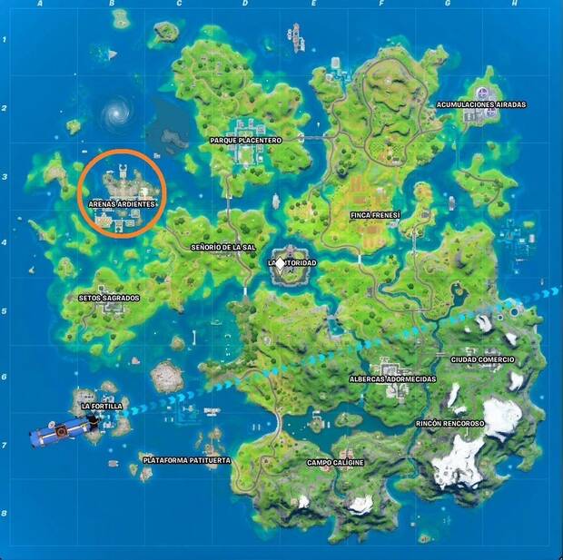 Fortnite Battle Royale - Ubicación de Arenas Ardientes