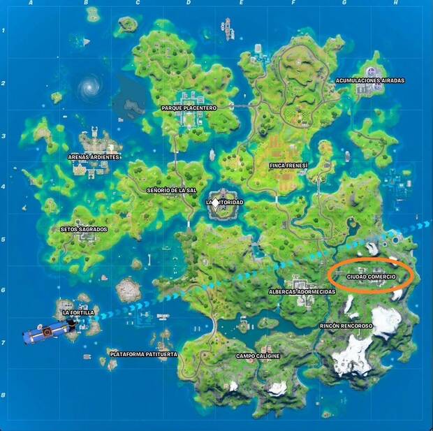Fortnite Battle Royale - Ubicación de Ciudad Comercio