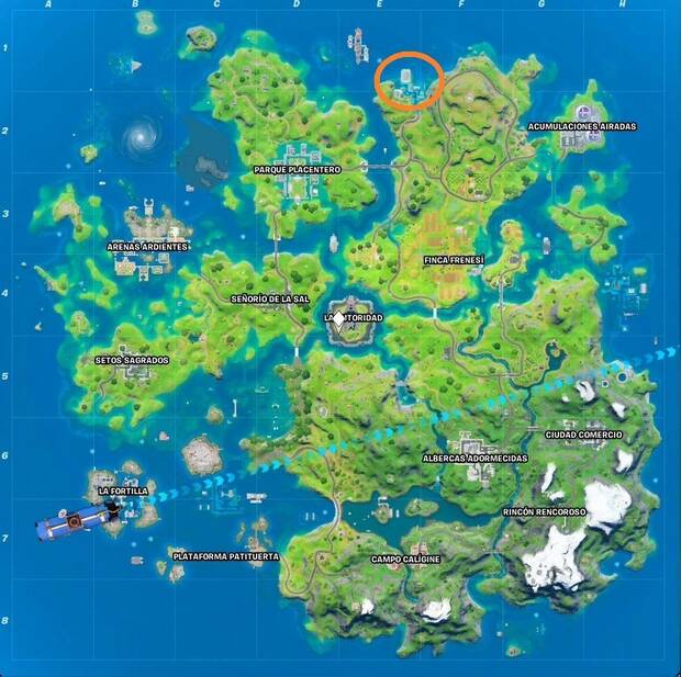 Fortnite - Ubicación de Acantilados Arenosos