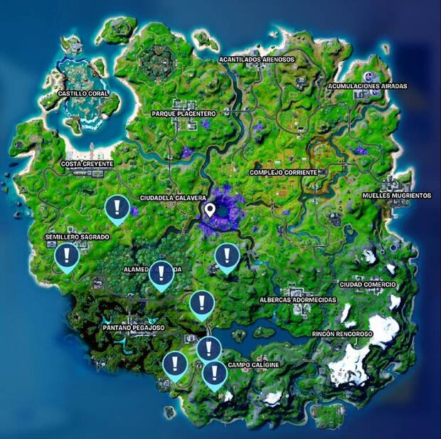 Fortnite Battle Royale - Coloca sondas espía: mapa de sondas espía