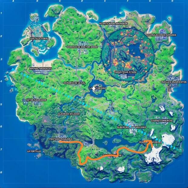 Fortnite Battle Royale - Llega desde Pantano Pegajoso hasta Rincón Rencoroso sin salir de un coche en menos de 4 minutos: ruta a seguir