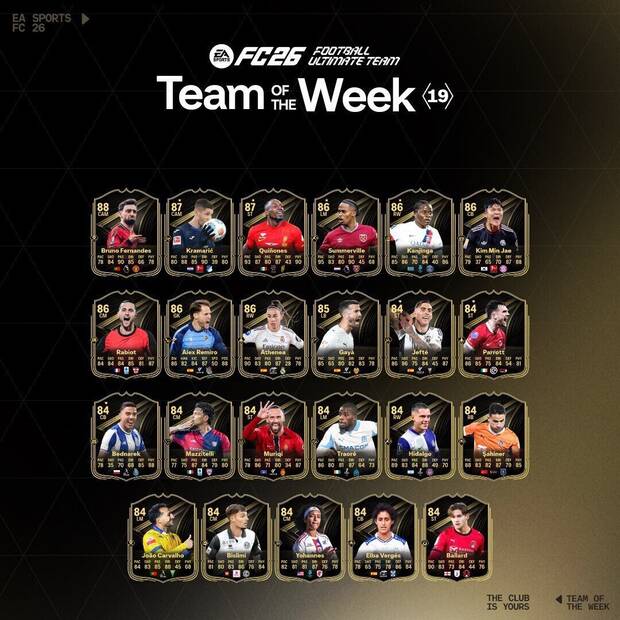 EA Sports FC 26 - El Team of the Week 19 de Ultimate Team 26
