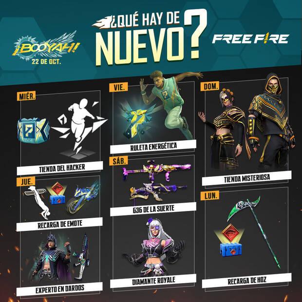 Nueva agenda semanal Free Fire 19 al 24 de octubre