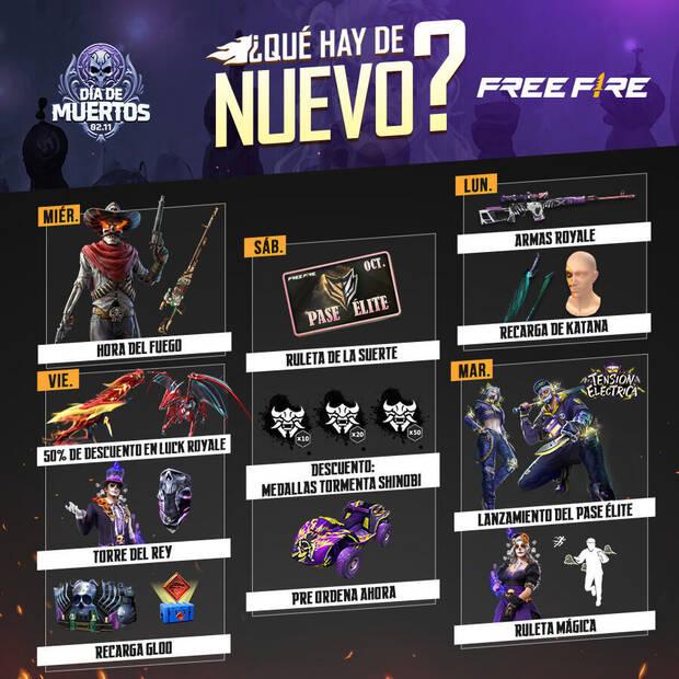 Nueva agenda semanal Free Fire 26 de octubre al 1 de noviembre