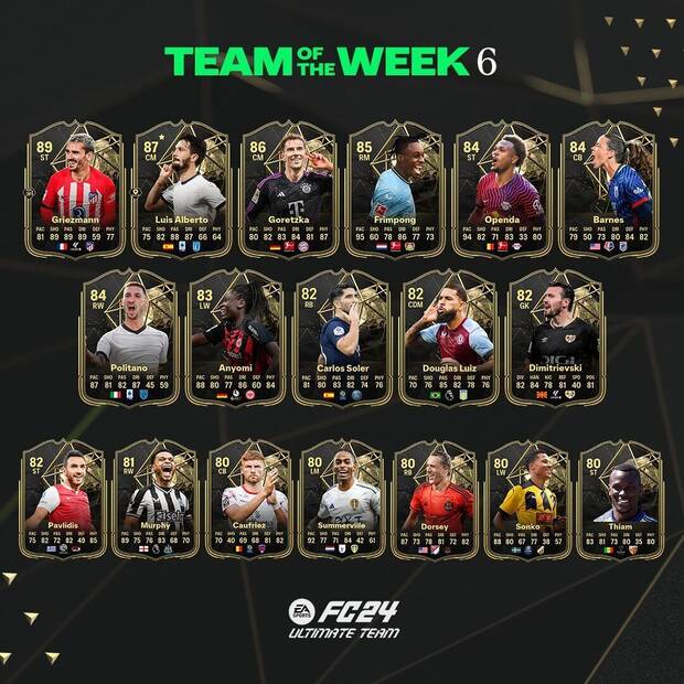 EA Sports FC 24 - El Team of the Week 6 de Ultimate Team 24