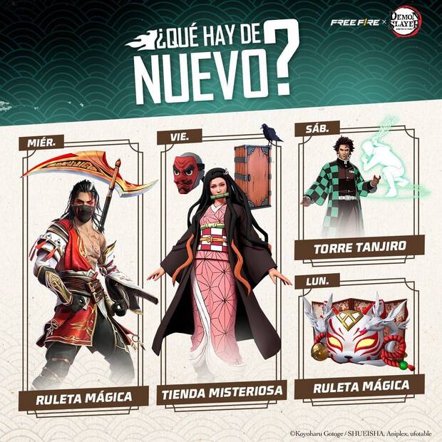 Nueva agenda semanal Free Fire MAX 4 al 10 de octubre