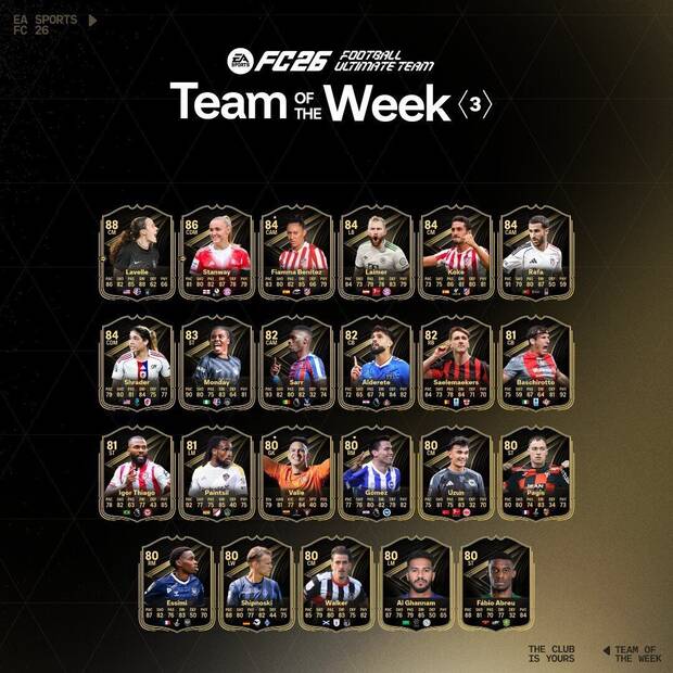 EA Sports FC 26 - El Team of the Week 3 de Ultimate Team 26