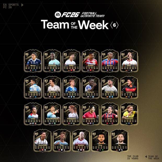 EA Sports FC 26 - El Team of the Week 6 de Ultimate Team 26