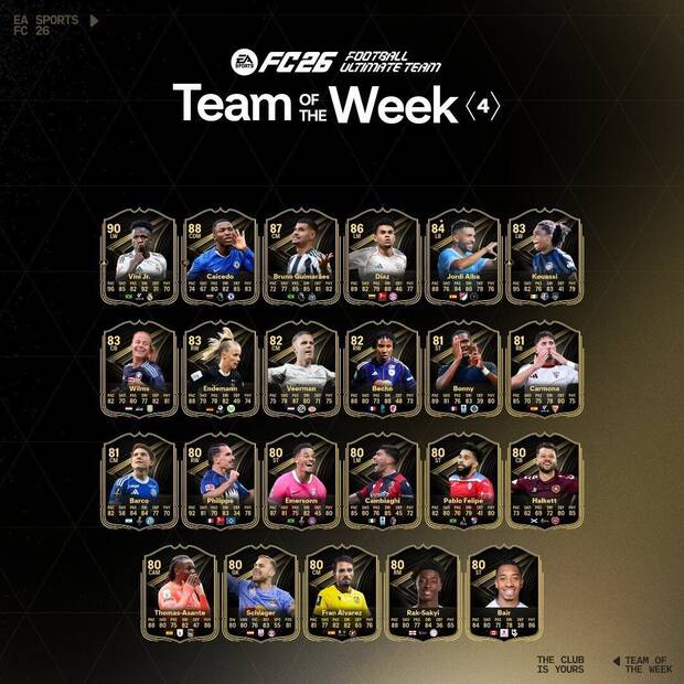EA Sports FC 26 - El Team of the Week 4 de Ultimate Team 26
