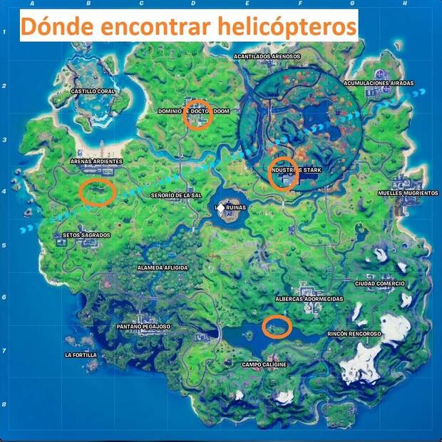 Fortnite - Desafíos semana 14: dónde encontrar helicópteros