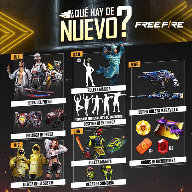 Nueva agenda semanal Free Fire 9 al 15 de noviembre