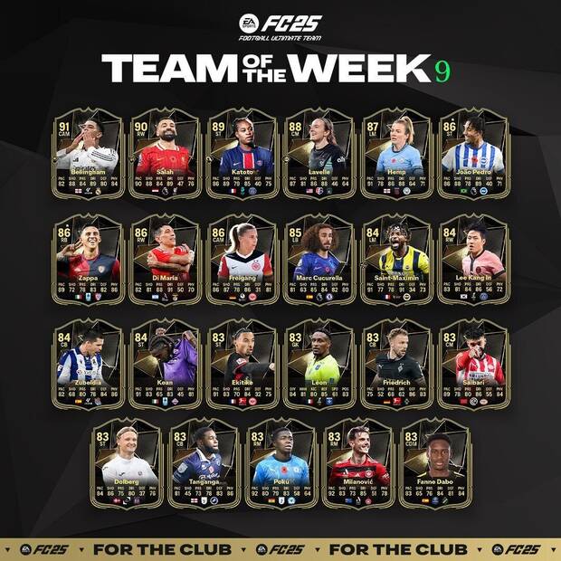 EA Sports FC 25 - El Team of the Week 9 de Ultimate Team 25