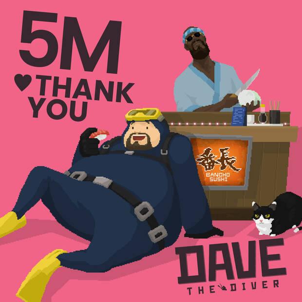 imagen de celebracin de los 5 millones de unidades vendidas de dave the diver