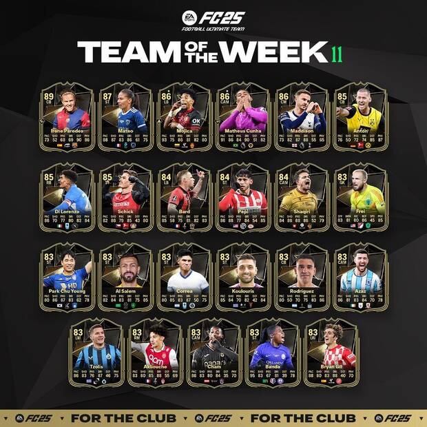 EA Sports FC 25 - El Team of the Week 11 de Ultimate Team 25