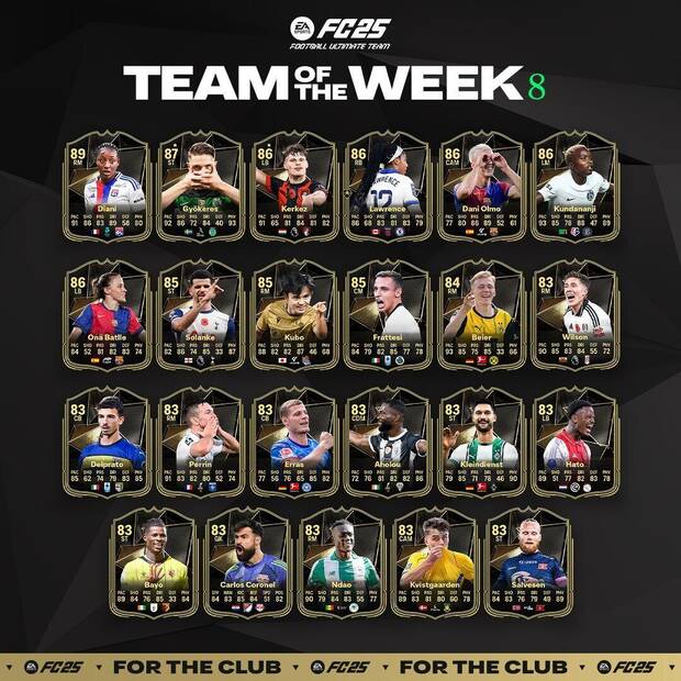 EA Sports FC 25 - El Team of the Week 8 de Ultimate Team 25