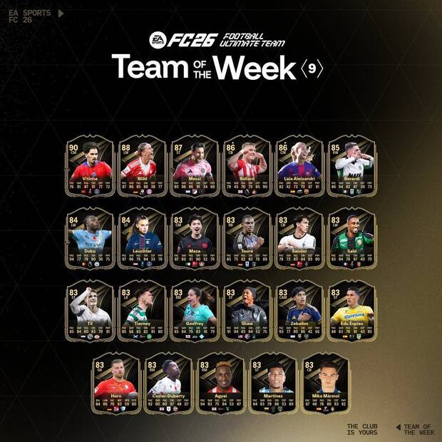 EA Sports FC 26 - El Team of the Week 9 de Ultimate Team 26