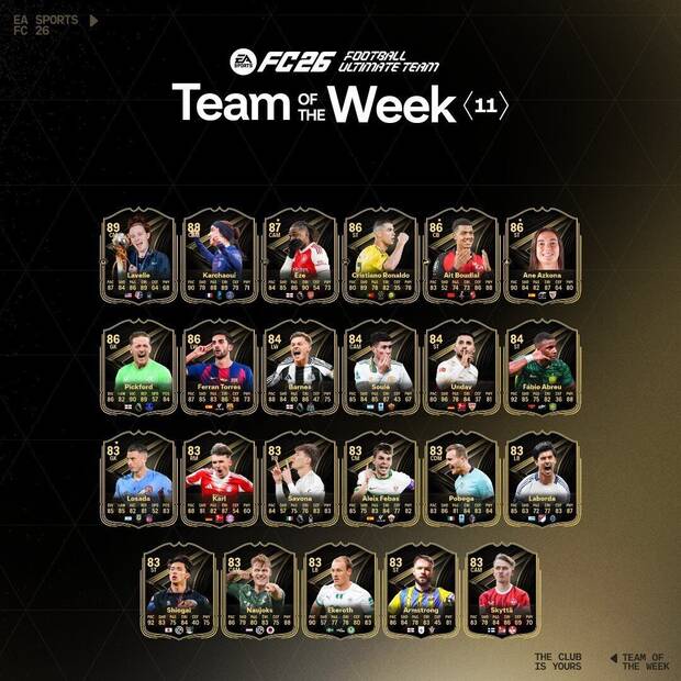 EA Sports FC 26 - El Team of the Week 11 de Ultimate Team 26