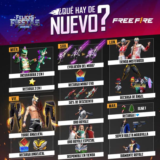 Nueva agenda semanal Free Fire 14 al 20 de diciembre