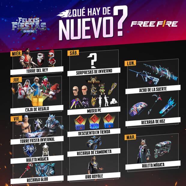 Nueva agenda semanal Free Fire 21 al 27 de diciembre