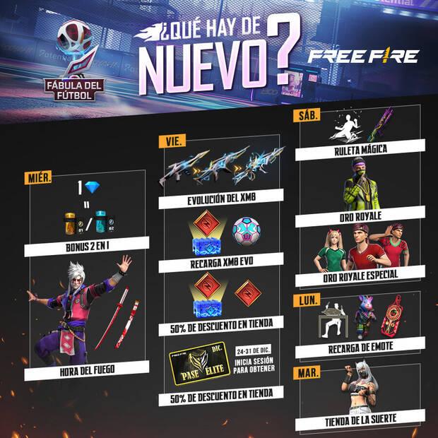 Nueva agenda semanal Free Fire 7 al 13 de diciembre