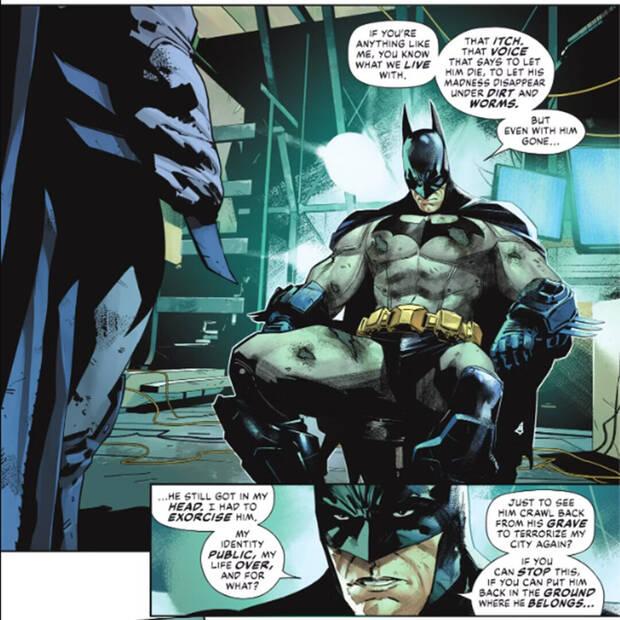 Panel de The Bat-Man of Gotham #135 donde aparece el Batman de Arkham Knight