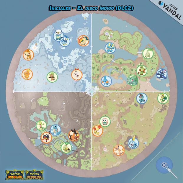 Pokémon Escarlata y Púrpura DLC 2 - Mapa con la localización de todos los Pokémon iniciales