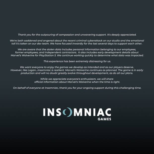 Comunicado Insomniac Games