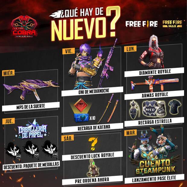 Nueva agenda semanal Free Fire 23 de febrero a 1 de marzo