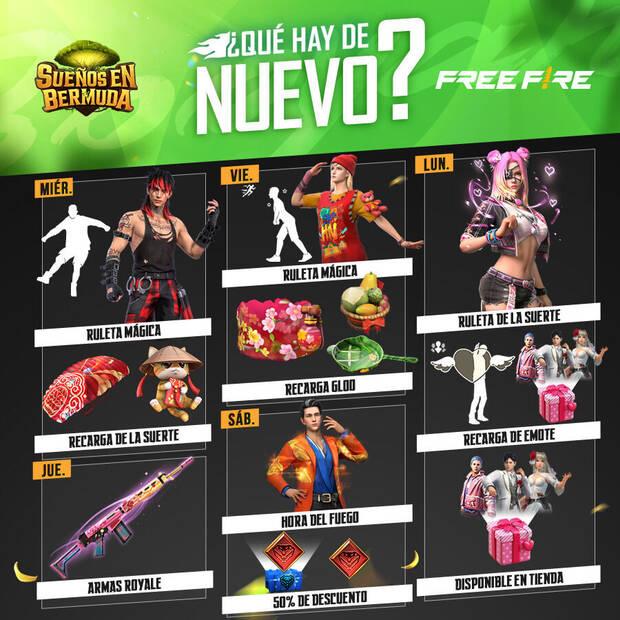 Nueva agenda semanal Free Fire 1 al 6 de febrero