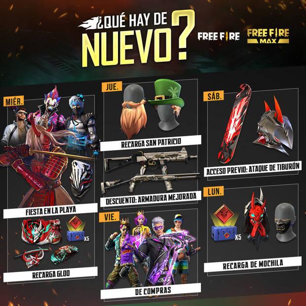 Nueva agenda semanal Free Fire 16 al 21 de marzo