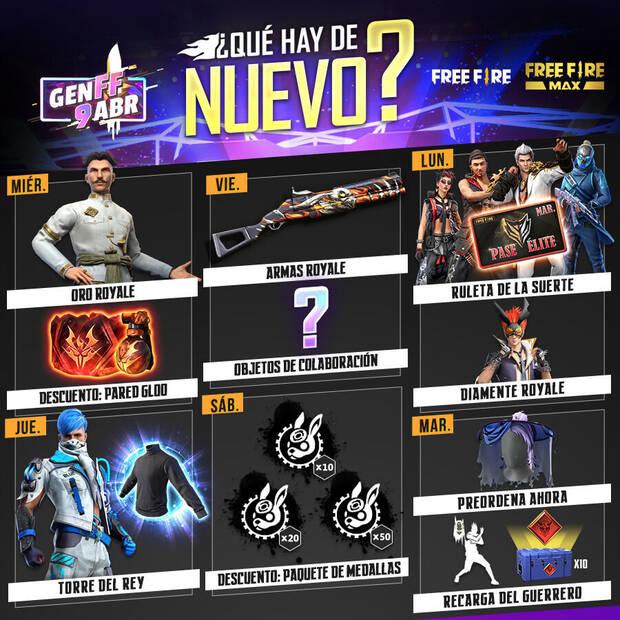 Nueva agenda semanal Free Fire 23 al 29 de marzo