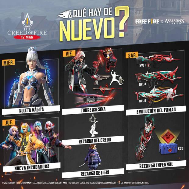 Nueva agenda semanal Free Fire 9 al 14 de marzo