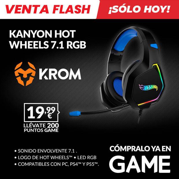 AURICULARES GAMING KROM KANYON EDICIN HOT WHEELS 7.1 RGB por 19,99 euros slo en GAME hoy