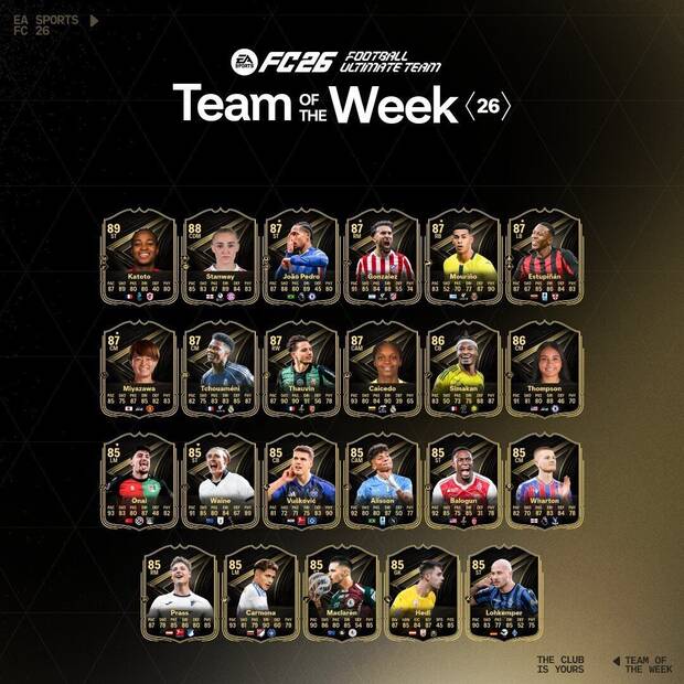 EA Sports FC 26 - El Team of the Week 26 de Ultimate Team 26