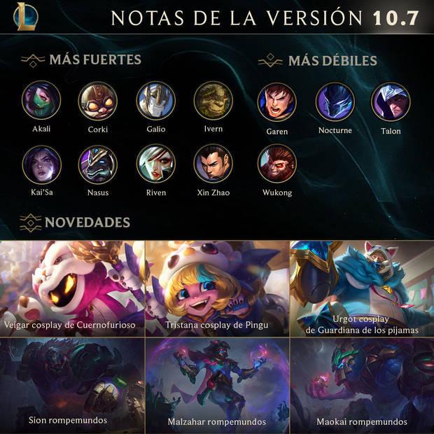 League of Legends - Los cambios de la versin 10.7