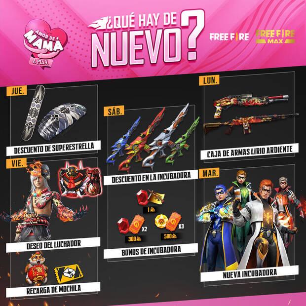 Nueva agenda semanal Free Fire 5 al 10 de mayo