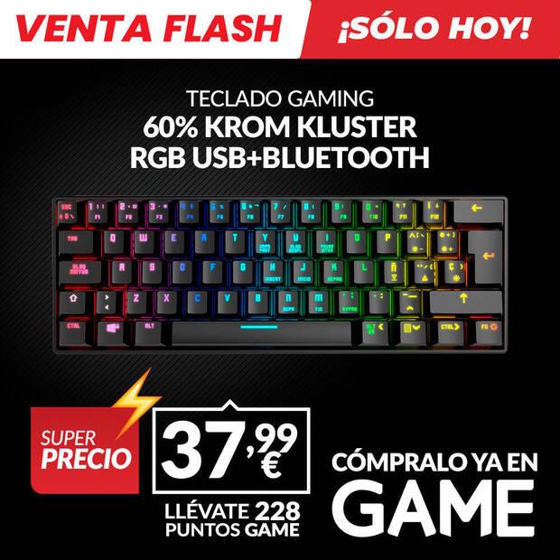 TECLADO GAMING INALMBRICO MECNICO 60 % KROM KLUSTER RGB USB+BLUETOOTH oferta flash GAME slo hoy