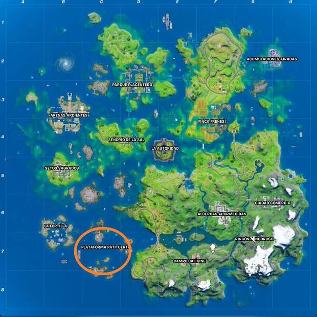 Fortnite Battle Royale - Desafíos semana 1: ubicación de Plataforma Patituerta
