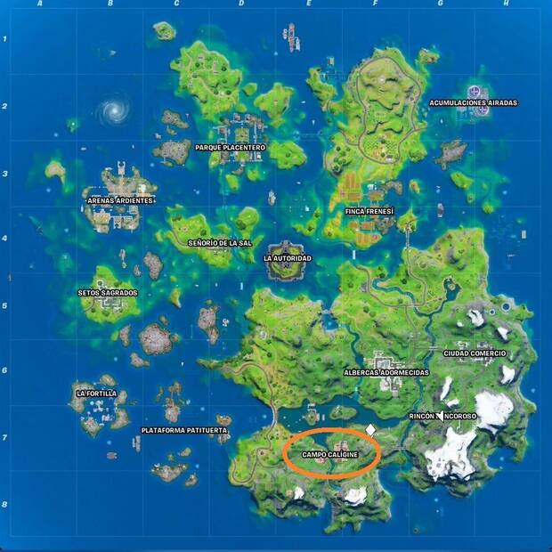 Fortnite Battle Royale - Desafíos semana 1: ubicación de Campo Calígine