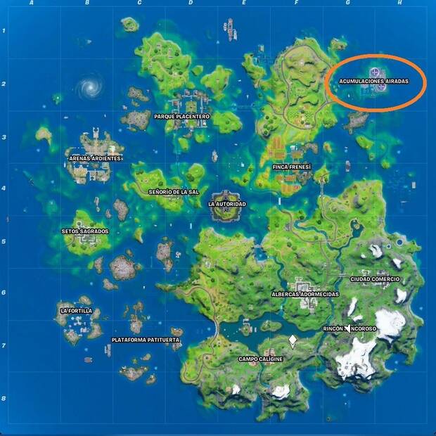 Fortnite Battle Royale - Desafíos semaana 1: Ubicación de Acumulaciones Airadas