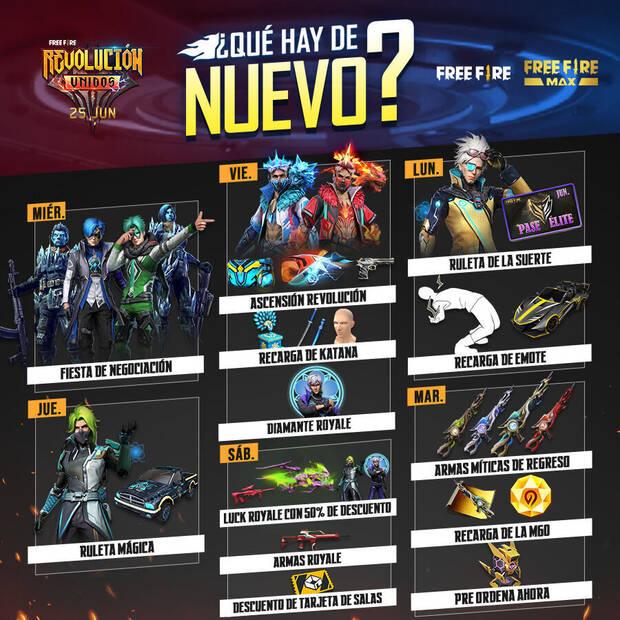 Nueva agenda semanal Free Fire del 22 al 28 de junio