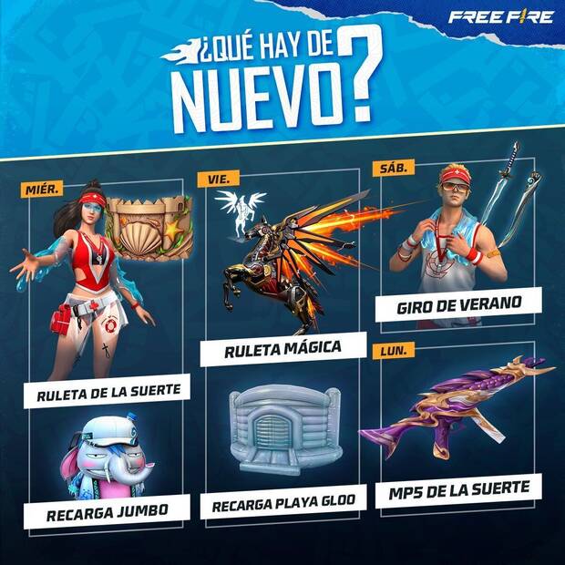 Nueva agenda semanal Free Fire 21 al 26 de junio