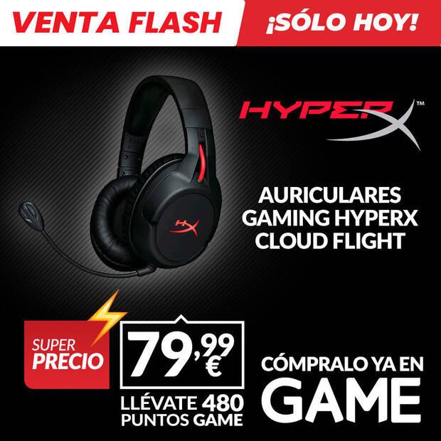 AURICULARES GAMING HYPERX CLOUD FLIGHT WIRELESS LED ROJO oferta en GAME slo hoy