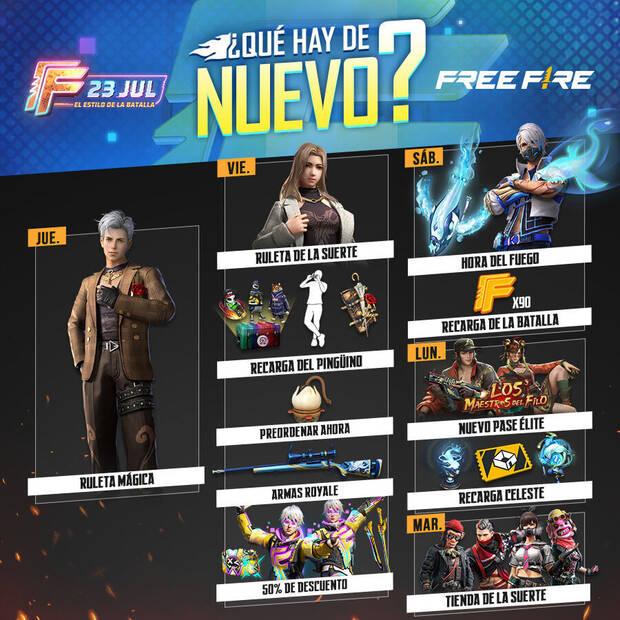 Nueva agenda semanal Free Fire 28 de julio al 2 de agosto