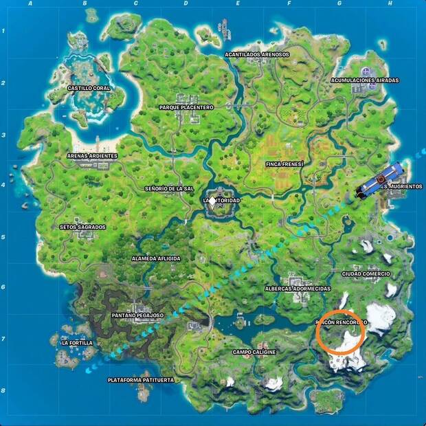 Fortnite Battle Royale - Ubicación de la gasolinera en Rincón Rencoroso