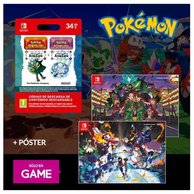 Pokmon Escarlata y Prpura pase de expansin y regalo pster exclusivo a doble cara