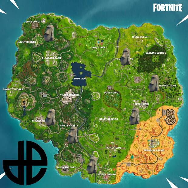 Fortnite: Localización de las cabezas de piedra del desafío Visita diferentes cabezas de piedra