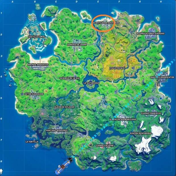 Fortnite Battle Royale - Ubicación de Acantilados Arenosos