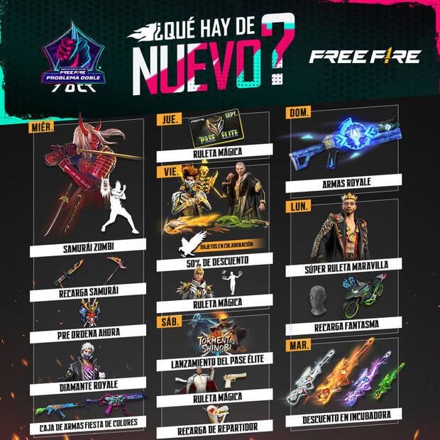 Nueva agenda semanal Free Fire 28 de septiembre al 4 de octubre