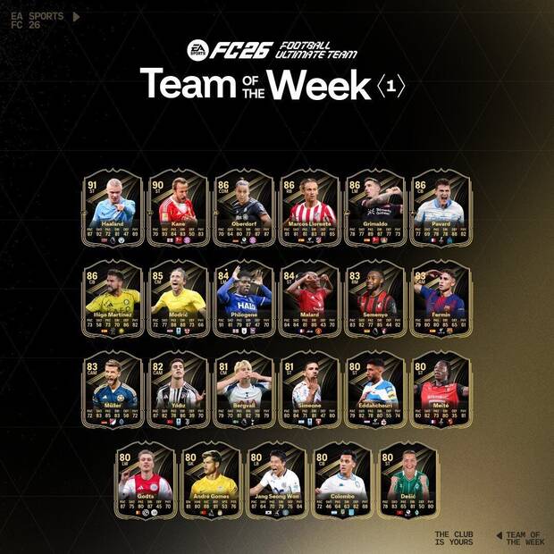 EA Sports FC 26 - El Team of the Week 1 de Ultimate Team 26